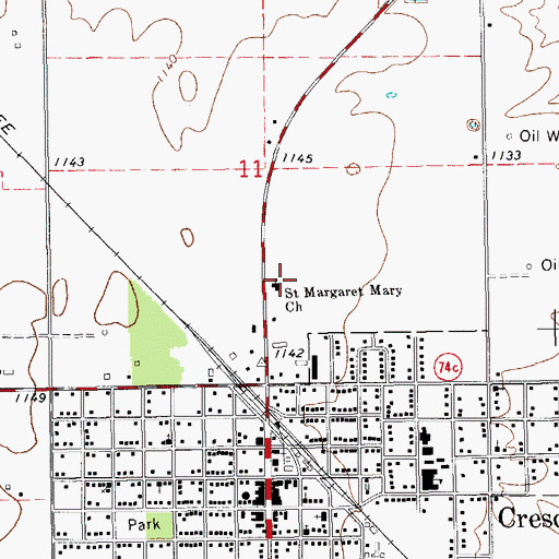 Topographic Map of Saint Margaret Mary Church, OK