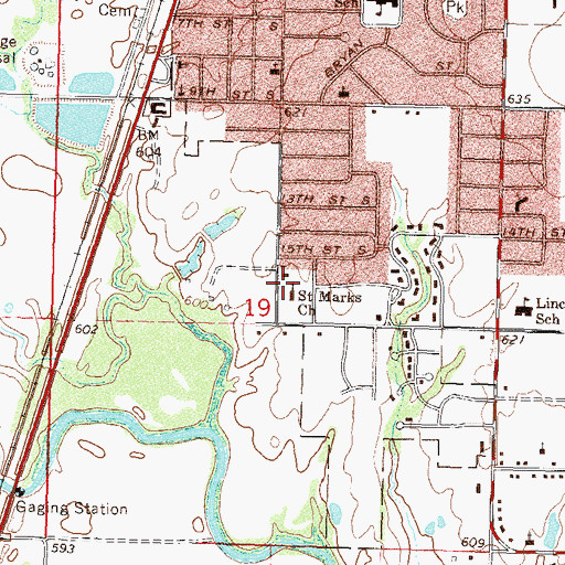 Topographic Map of Saint Marks School, OK