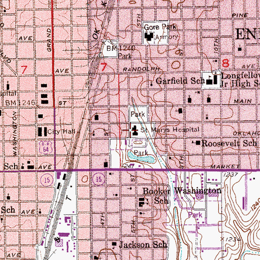 Topographic Map of Saint Mary's Regional Medical Center, OK