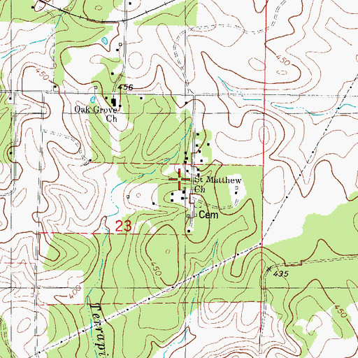 Topographic Map of Saint Matthew Church, OK