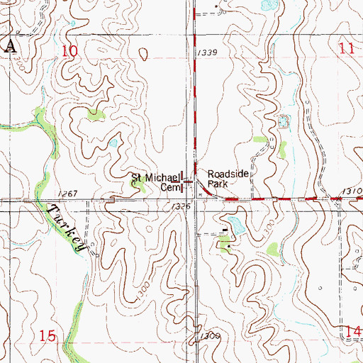 Topographic Map of Saint Michael Cemetery, OK