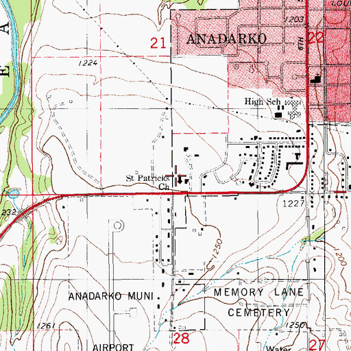 Topographic Map of Saint Patricks Church, OK