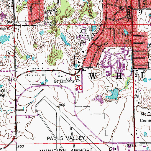Topographic Map of Saint Timothy Church, OK