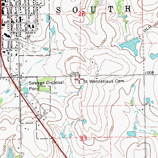 Topographic Map of Saint Wenceslaus Cemetery, OK