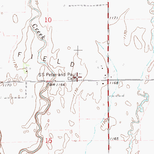 Topographic Map of Saints Peter and Paul Cemetery, OK