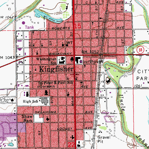Topographic Map of Saints Peter and Paul School, OK