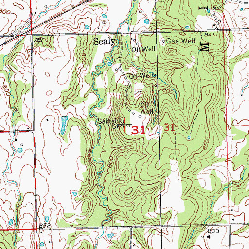 Topographic Map of Saktehke Cemetery, OK
