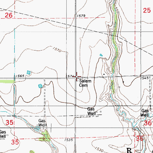 Topographic Map of Salem Church, OK