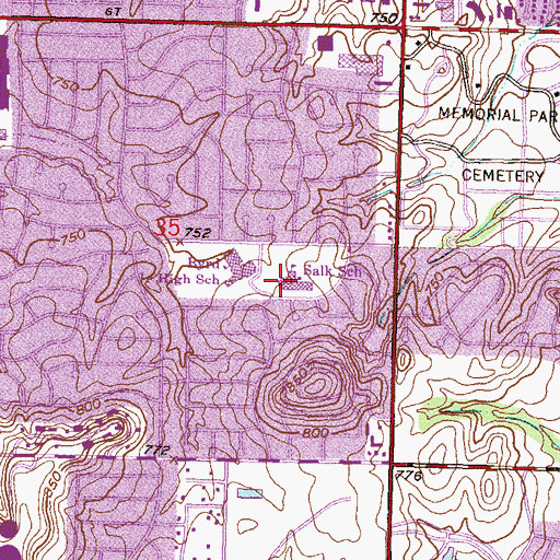 Topographic Map of Salk Elementary School, OK