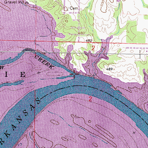 Topographic Map of Sallisaw Creek, OK