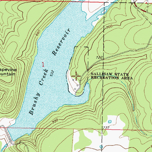 Topographic Map of Sallisaw State Recreation Area, OK