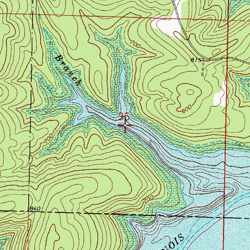 Topographic Map of Salt Branch, OK