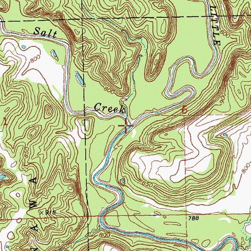 Topographic Map of Salt Creek, OK
