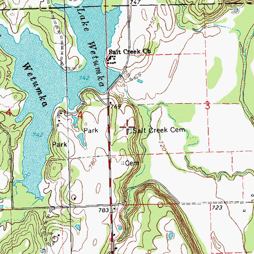 Topographic Map of Salt Creek Cemetery, OK