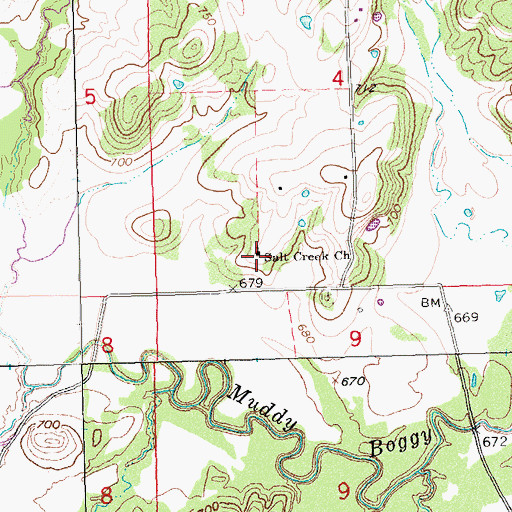Topographic Map of Salt Creek Church, OK