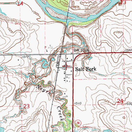 Topographic Map of Salt Fork, OK