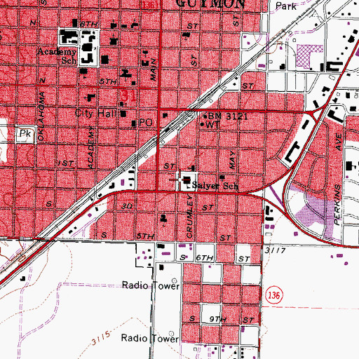 Topographic Map of Salyer Elementary School, OK
