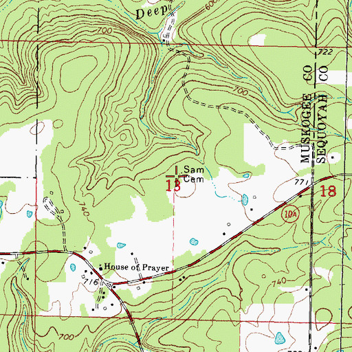 Topographic Map of Sam Cemetery, OK