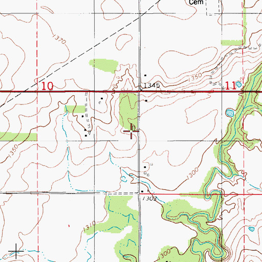 Topographic Map of Samone Church, OK