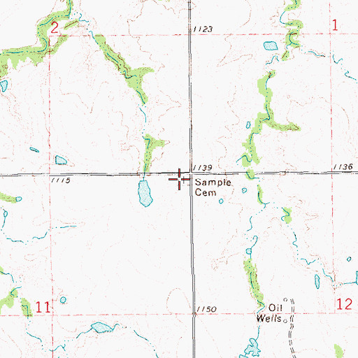 Topographic Map of Sample Cemetery, OK
