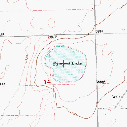 Topographic Map of Sampsel Lake, OK