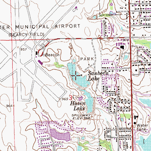 Topographic Map of Sanborn Lake, OK