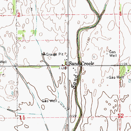 Topographic Map of Sand Creek, OK