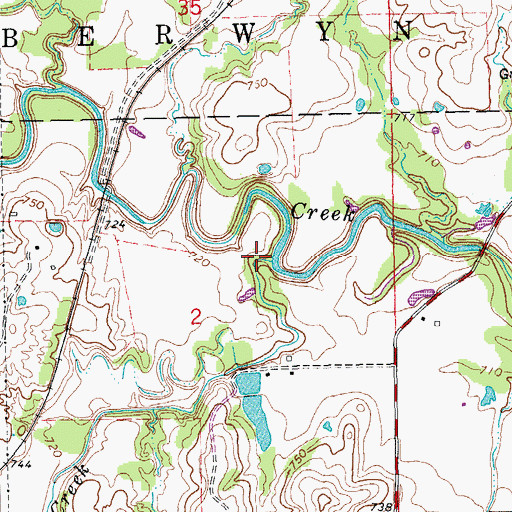 Topographic Map of Sand Creek, OK
