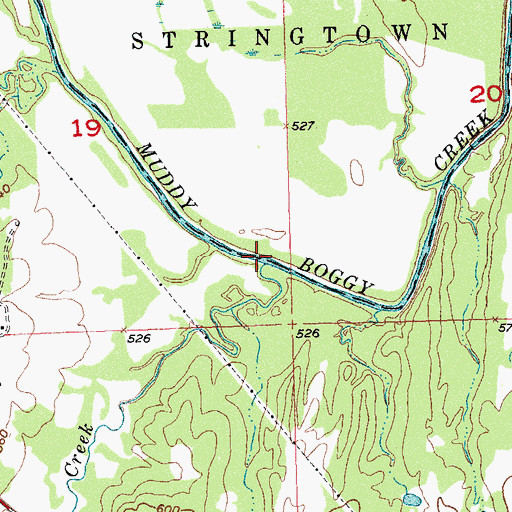 Topographic Map of Sand Creek, OK