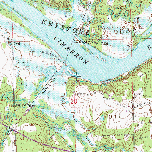 Topographic Map of Sand Creek, OK