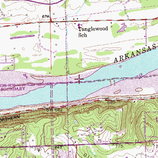 Topographic Map of Sand Creek, OK