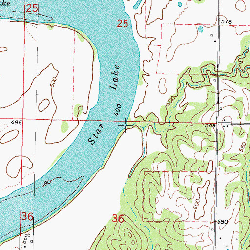 Topographic Map of Sand Creek, OK