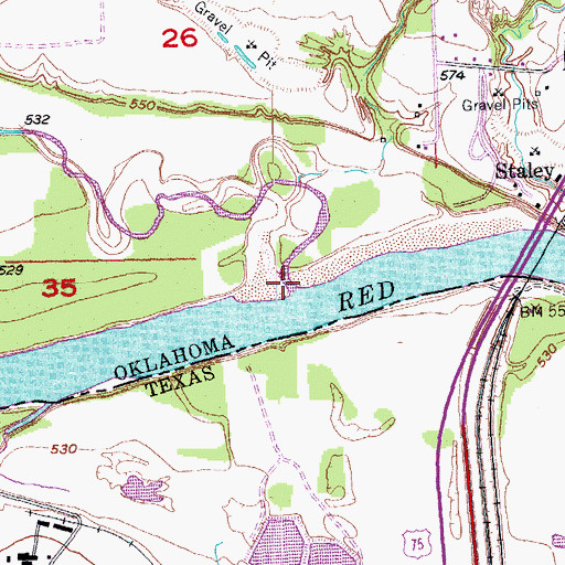 Topographic Map of Sand Creek, OK