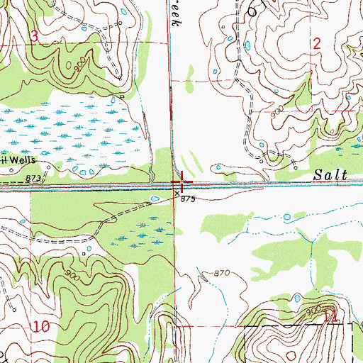 Topographic Map of Sand Creek, OK