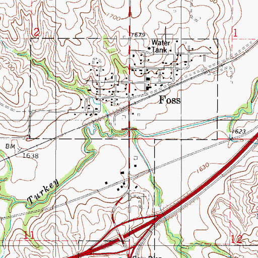 Topographic Map of Sand Creek, OK