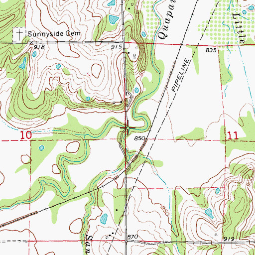 Topographic Map of Sand Creek, OK