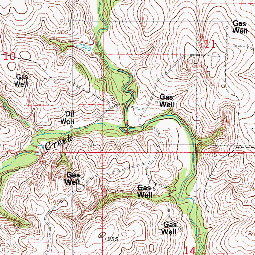 Topographic Map of Sand Creek, OK