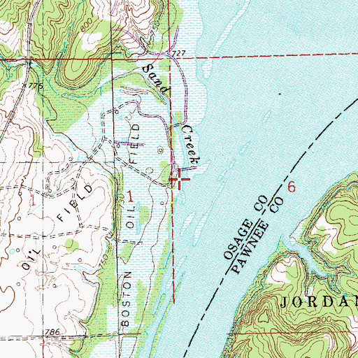 Topographic Map of Sand Creek, OK