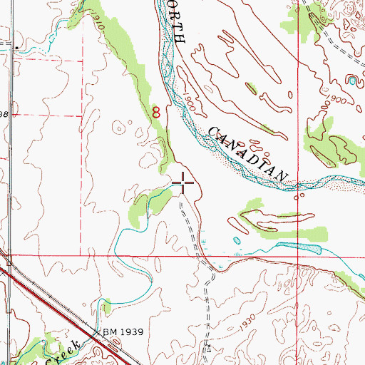 Topographic Map of Sand Creek, OK