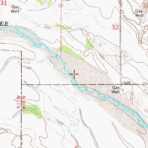 Topographic Map of Sand Creek, OK