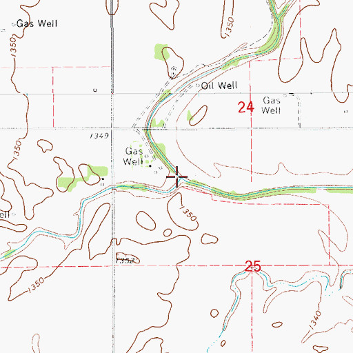 Topographic Map of Sand Creek, OK