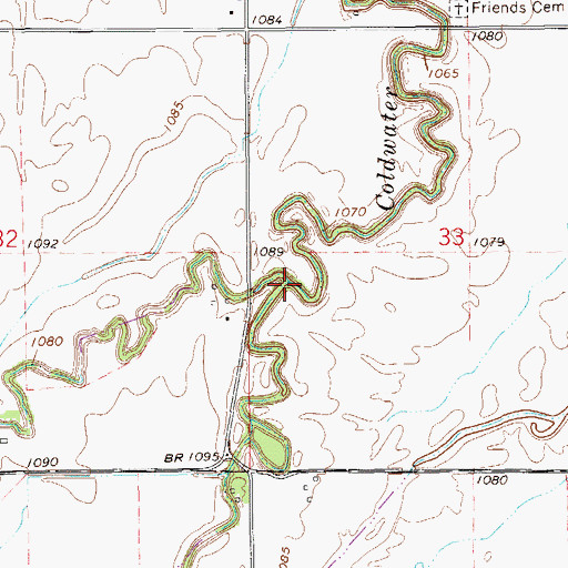 Topographic Map of Sand Creek, OK
