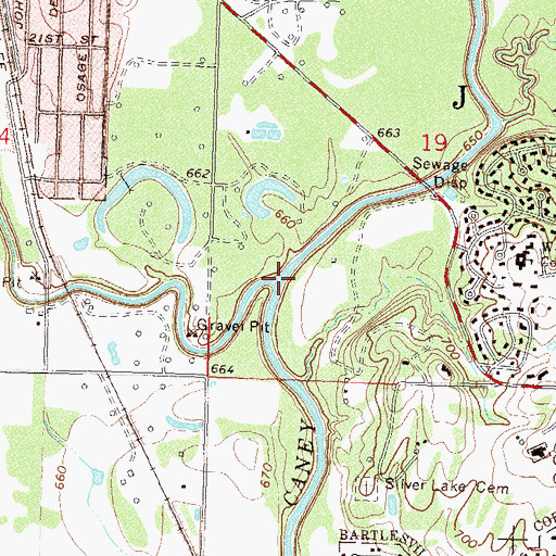 Topographic Map of Sand Creek, OK