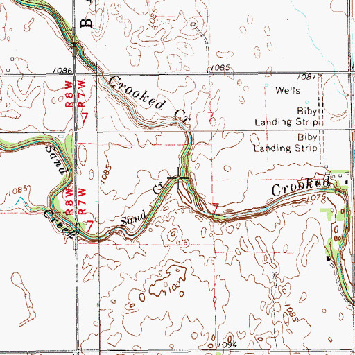 Topographic Map of Sand Creek, OK