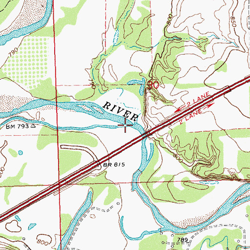 Topographic Map of Sand Creek, OK