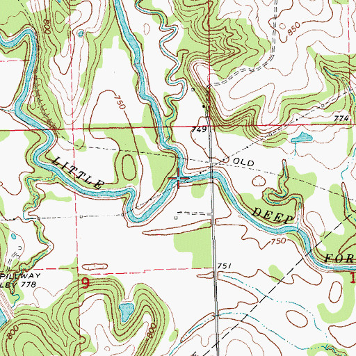 Topographic Map of Sand Creek, OK