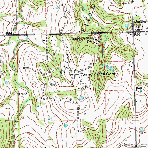 Topographic Map of Sand Creek Cemetery, OK
