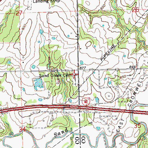 Topographic Map of Sand Creek Cemetery, OK