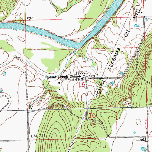 Topographic Map of Sand Creek Church, OK