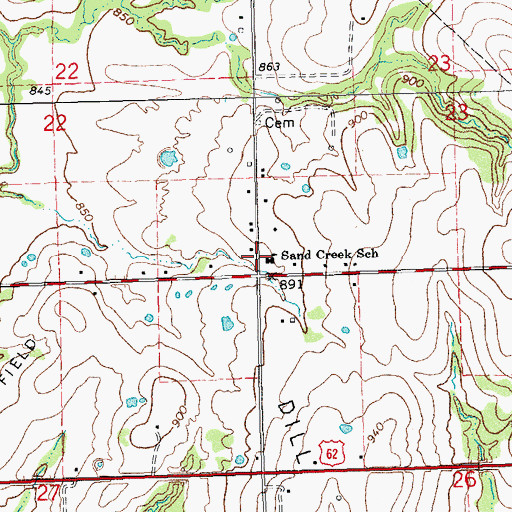Topographic Map of Sand Creek School, OK